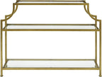Crosley Furniture Aimee Sofa Console Table with Storage Shelves for Hall, Entryway, or Living Room, Gold and Glass
