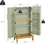 ARTPOWER 45'' Kitchen Pantry Cabinet, 4 - Layer Storage Cupboard with Adjustable Shelves for Storage Cabinet Pantry, Food Pantry Cabinet for Kitchen, Dining Room and Living Room,Gold Legs, Green
