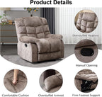 CANMOV Manual Recliner Chair, Single Reclining Sofa with Overstuffed Backrest and Armrest for Living Room, Bedroom Furniture, Light Brown