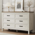 LYNSOM Farmhouse 6 Drawers Dresser for Bedroom, Wood Rustic Wide Chest of Drawers with Deep Drawers, Metal Handle, Storage Dressers Organizer for Entryway, Hallway, Antique White