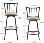 VECELO Barstools, Adjustable Counter Stools,Steel Bistro Pub Chairs,Bar Stools with 360 Degree Swivel Cushion Seat, Straight Line Backrest,Set of 4