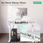 AODK Electric Standing Desk with Drawers & Keyboard Tray, 47 Inch Height Adjustable Small Gaming Desk with Power Outlets & LED Lights, Sit Stand Table with Monitor Stand for Home, Office, White