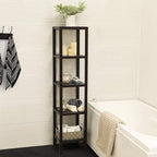 SONGMICS Bamboo Storage Shelf, 5-Tier Shelving Unit, Multifunctional, in the Entryway, Bathroom, Living Room, Balcony, Kitchen, 13 x 13 x 57.5 Inches, Brown UBCB55Z