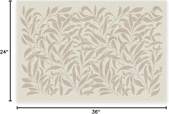 RUGGABLE x Morris & Co Washable Area Rug–Pure Willow Boughs Natural 2x3, Stain-Resistant, Non-Slip–Small Machine Washable Rugs for Living Room, Bedroom, Hallway, Entryway & Bathroom–with Standard Pad