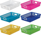 Really Good Stuff Paper Basket, 14" x 10" x 3-1/4" - 6 Pack, Tropics, Plastic Mesh Paper Basket for Classroom, Home and Office, Fits A4 Paper, Documents, Files, Magazines