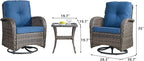 HUMMUH 5-Piece Patio Furniture PE Wicker Outdoor Conversation Set,All-Weather Rattan Swivel Rocker Chairs with Outdoor Couch Tables for Backyard,Poolside,Deck