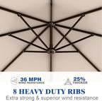 7 Piece Patio Dining Set with 11ft Patio Umbrella (Gray), 7 Navy Outdoor HDPE Dining Set with 6 Chairs + 1 Large Table with 2" Umbrella Hole, for Market, Pool, Garden, Backyard, Deck