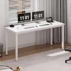 Need 63 Inch Large Computer Desk - Modern Simple Style Home Office Gaming Desk, Basic Writing Table for Study Student, White Metal Frame, White