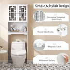 BestComfort Over The Toilet Storage Cabinet, Home Bathroom Space Saver Organizer Above Toilet, Double Doors and Adjustable Shelf, Wooden Freestanding Toilet Storage Rack Unit, 67 in H (White)