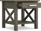 SIMPLIHOME Kitchener SOLID WOOD 21 inch Wide Square Contemporary End Side Table in Farmhouse Grey for the Living Room and Bedroom