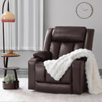 EONIX Dual Motor Oversized Power Lift Recliner Chair for Elderly, 400lbs Heavy Duty Faux Leather Recliner with Massage and Heat, Big and Tall Lay Flat Lift Chair with Cup Holders, SLRY006, Dark Brown