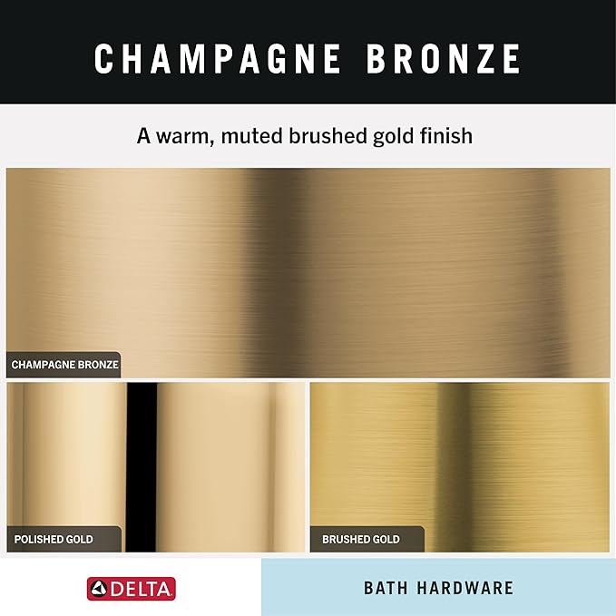 Delta Vero (1-Pack) Toilet Paper Holder Champagne Bronze Tissue Roll Holder for Bathroom Organization and Storage Single Post Toilet Tissue Holder Wall Bathroom Accessories 77750-CZ