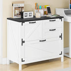 Lateral File Cabinet with 4 Drawers Farmhouse File Cabinet for Letter/Legal/A4 Size Hanging Files, Large Wood File Storage Cabinets Printer Stand for Home Office Cabinet, White and Black
