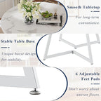 VECELO Round Dining Room Table with Wood Grain Tabletop and Steel Frame, for Kitchen, Living Room, Office, Conference, 2 to 4 Person, Fuax Marbled & White