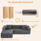 Modular Sectional Sofa, L Shaped Comfy Cloud Couch with Deep Seat, Boneless Couch for Living Room, Modern Corduroy Sectional Sofa with Chaise, No Assembly Required, Sofa in A Box, Dark Gray