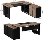 Tribesigns 74.8 Inch Executive Desk, Large Office Desk with Cabinet, L Shaped Computer Table with Shelves and CPU Storage, Modern Home Office Desks Business Furniture Workstation Set