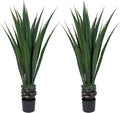 Pure Garden Set of 2 Giant Agave Faux Plants - 52-Inch Fake Succulents with Pots - Artificial Trees Blend Southwestern Style with Modern Home Decor
