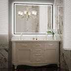 48x30 Inch LED Bathroom Mirror with Lights, Frontlit & Backlit Black Metal Frame Mirror, Wall Mounted Lighted Vanity Mirrors, Double Lights Strips,Anti Fog Dimmable & 3 Colors Temperature