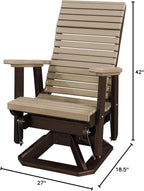 DutchCrafters Modern Horizontal Slat High Back Poly Adirondack Swivel Glider Outdoor Patio Chair (Tudor Brown & Weatherwood)