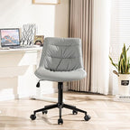 Rowill Leather Office Chair, Ergonomic Armless Desk Chair with Waterproof Cushion & Slient Wheels & SGS-Certified Class 3 Explosion-Proof Gas Lift, Ideal for Home Office, Study and Vanity(Grey)