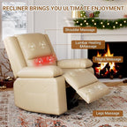 PU Leather Electric Power Lift Chair, Recliner Massage Chair with Remote Control and Side Pocket for Elderly, Power Lift Recliner Sofa with Heat and Massage for Living Room, Bedroom, Beige