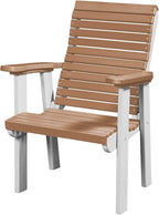 DutchCrafters Modern Horizontal Slat High Back Poly Outdoor Patio Chair (White & Cedar)