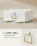 SONGMICS 2-Layer Jewelry Box, Jewelry Organizer with Handle, Removable Jewelry Tray, Jewelry Storage, Floating Effect, 8.1 x 9.4 x 4.3 Inches, Christmas Gift, White UJBC165W01