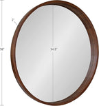 Kate and Laurel Hutton Round Wood Wall Mirror, 36" Diameter, Walnut Brown, Geometric Modern Farmhouse Wall Decor