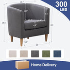 Accent Barrel Chair, Modern Comfy Living Room Chairs with Armrest Small Reading Chair with Cozy Soft Padded for Bedroom Reception Room Cafe, Grey