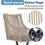 JOIVI Swivel Patio Chairs Set of 2, Outdoor Rattan Dining Chairs with Breathable Cushions, Outdoor Swivel Rattan Chair with Iron Frame for Lawn, Garden, Porch, Backyard, Beige