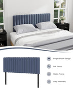 Full Size Upholstered Headboard Only, Channel Tufted Headboard with Adjustable Height, Easy Assembly, Navy Blue