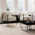 LukeAlon Mid Century Sherpa Accent Chairs Set of 2, Ultra Soft Living Room Chairs with Metal Legs Modern Armchairs Lounge Chairs Upholstered Comfy Leisure Chairs for Bedroom Reception Area, White