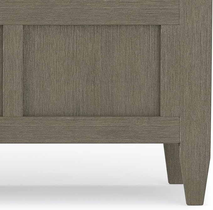 SIMPLIHOME Brooklyn Entryway Storage Bench - 48 inch Wide Solid Wood Storage Seat in Farmhouse Grey, Contemporary Bench for Entryway or Living Room with Lift-Up Lid and Slatted Backrest