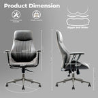ovios Home Office Ergonomic Chair, Mid-Century Modern Luxury Faux Suede Leather Chairs, Comfy High Back Computer Swivel Rolling Task Armchair for Executive, Grey