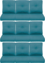 9-Piece Outdoor Patio Cushion Set - Fade & Water Resistant with Removable Olefin Cover, 22x24x4 Inch Memory Foam Cushions for Wicker Sectional Sofa – Peacock Green/Buckle