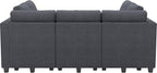 Belffin Corduroy Modular Sectional Sofa 9 Seat Convertible Sectional Sleeper Sofa Bed with Storage Ottomans Modular Sectional Couch Bed for Living Room Dark Grey
