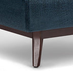 SIMPLIHOME Owen 34 inch Wide Mid Century Modern Rectangle Coffee Table Storage Ottoman in Distressed Dark Blue Vegan Faux Leather, Assembled, for the Living Room, Entryway and Family Room