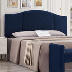 24KF Middle Century Upholstered Foldable King Headboard, Modern Boucle Teddy Fabric Headboard King/California King, 6033-K-Navy