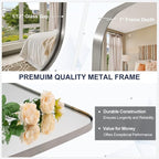 ANDY STAR Brushed Nickel Bathroom Mirror, 32x48 Oblong Mirror with Stainless Steel Metal Frame, Silver Oval Vanity Mirror for Over Sink, Modern Anti Rust Wall Mounted