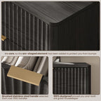 47'' Wide 6 Drawers Dresser for Bedroom,Modern Fluted Vertical Chest with Rounded Corners,Fluted Dresser for Living Room,Hallway, Black