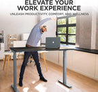 RISE UP dual motor electric standing desk 60x30" black bamboo desktop premium ergonomic adjustable height sit stand up home office computer desk table motorized powered modern furniture small standup