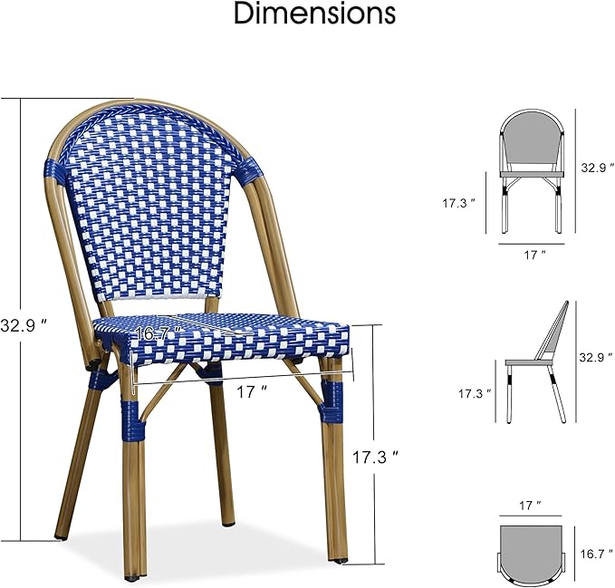 PURPLE LEAF 9 Pieces Outdoor Dining Set Patio Furniture Set with Large Aluminum Table and French Bistro Chairs for Garden Backyard Deep Blue Patio Dining Set