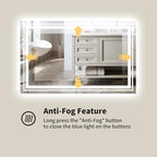 WTTY 40"x28" LED Bathroom Mirror with Lights, Backlit and Front Lighted Bathroom Vanity Mirrors for Wall, Anti-Fog, Dimmable Wall Mirrors for Bathroom, Memory, Tempered Glass, Double LED Vanity Mirror