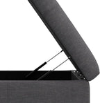 SIMPLIHOME Gabbie 36 inch Wide Contemporary Square Square Coffee Table Storage Ottoman in Slate Grey Polyester Linen, Assembled, for The Living Room, Entryway and Family Room