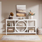 Tribesigns 70.9 Inch Extra Long Console Table for Entryway, Sofa Table Behind Couch with 3 Tier Wood Storage Shelves Industrial Metal Frame for Living Room Hallway Entryway, Pure White