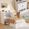 Murphy Bed with Built-in Charging Station, Space-Saving Murphy Bed Chest Twin with Drawer, Foldable, for Home Office Guest Room Bedroom White