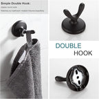BGL Bathroom Accessory Set, Matte Black Adjustable Expandable Towel Bar 4-Piece Bathroom Hardware Set Wall Mounted Robe Hook Toilet Paper Holder Towel Ring Towel Bar