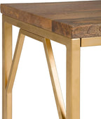 SIMPLIHOME Selma Contemporary 20 Inch Wide Metal and Wood Accent Side Table in Natural, Gold, For the Living Room and Bedroom