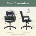 HON Sadie Executive Chair, Leather Ergonomic Office Chair with Adjustable Arms and Back Support, 360 Swivel, Black