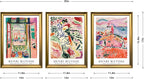 Wieco Art Framed Canvas Wall Art 3 Piece Henri Mattise Art Abstract Colorful Matisse Posters Canvas Prints for Wall and Home Office Decorations Bronze Gold Frame